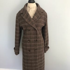 Kenneth Cole Long Plaid Coat with Removable Faux Fur Collar